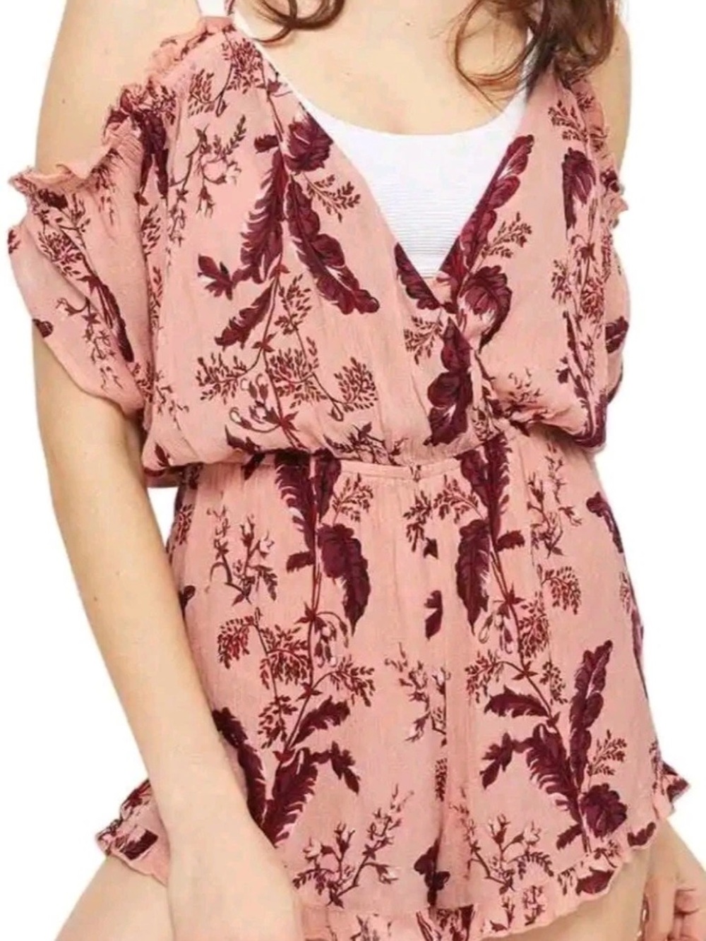 Topshop Peach-Pink Floral Tie-Strap Dress
